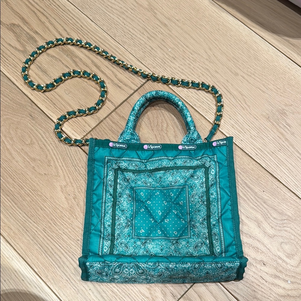 LeSportsac Atelier Teal Bandana Quilted Tote Bag